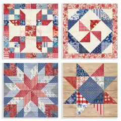 Stupell Industries Classic Patriotic Quilt Patterns 4pc Wall Plaque Set By Susan Arnot