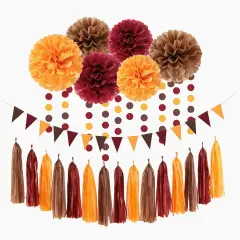 Brown Burgundy Orange Party-Decorations - 23pcs Fall Autumn Thanksgiving