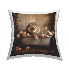 Lion in Floral Tub Design by Lazar Studio Throw Pillow 