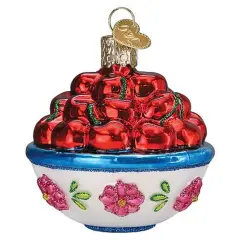 Old World Christmas 2.75 In Bowl Of Cherries Christmas Tree Ornament , Christmas Decor Delectable Fruit Pie Multicolored