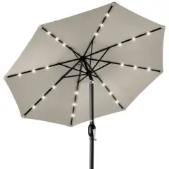 Best Choice Products 10ft Solar LED Lighted Patio Umbrella w/ Tilt Adjustment, UV-Resistant Fabric Beige