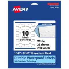 Avery Durable Waterproof Wraparound Labels with Sure Feed, 1.5" x 3.5"