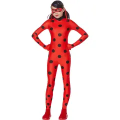 Kids Miraculous Ladybug Costume Red & Black Polka Dot Superhero Outfit
