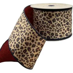 2.5" Faux Fur Leopard Ribbon: Black/Brown (10 Yards)