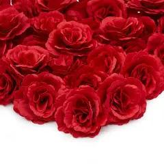 Artificial Red Rose Silk Flower Head for Crafts, Wedding Decor (3.5 In, 36 Pack)