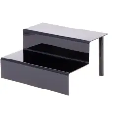 Plymor Black Acrylic 2-Step Display Stairs, 6.25" H x 12" W x 10.25" D
