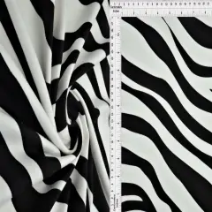 1 Yard Brushed Zebra DTY Knit Stretch Fabric 58/60 Inch Wide Soft Cozy Animal Print for Trendy Outfits & DIY Sewing BLACK/IVORY