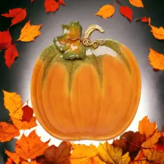 Ceramic Halloween Set Of 4 Pumpkin Plate, Home D&eacute;cor, Gift for Her, Gift for Mom, Kitchen D&eacute;cor, Fall D&eacute;cor, Thanksgiving D&eacute;cor