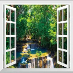 Jungle Waterfall Faux Wall Decal - 24"x16"