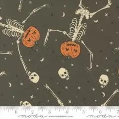 Grey Dancing Pumpkins Novelty Skeleton Pumpkin 44"/45" Fabric Per Yard