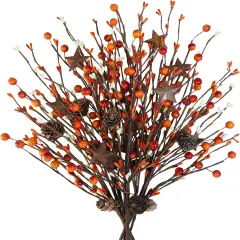 6 Pcs Artificial Berry Picks with Rusty Metal Stars