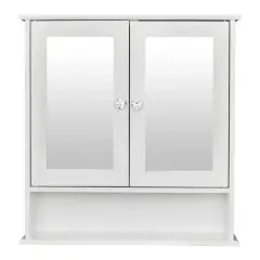White Wall Mounted Bathroom Medicine Cabinet with Dual Mirrors Engineered MDF 3 Tier Storage