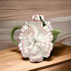 Ceramic White Carnation Flower Teapot, Gift for Her, Gift for Mom, Tea Party D&eacute;cor, Caf&eacute; D&eacute;cor, Spring Kitchen Decor