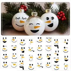 Wrapables Snowman Face Stickers for Crafts, Christmas Decoration for Windows, Refrigerators, Water Bottles, Cups (Set of 32), Classic