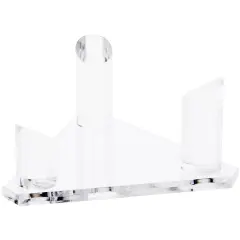 Plymor Clear Acrylic Beveled Triangular Display Base with 3 Display Prongs for Geode, Mineral or Crystal Cluster, 7.375" W x 6.5" D x 3.125" H