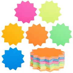 120-Pack Bulletin Board Decorations, Blank Cutouts, Starburst Signs for Retail, Office Supplies, Sales, Poster Boards, Bulletin Cutouts, and Classroom Tags (6 Colors, 4x4 in) Multicolor