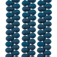 John Bead 114pcs 6x9mm Czech Glass White Alabaster Velvet Drop Bead Strands Dark Teal Blue