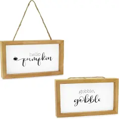 Set of 2 Fall Theme Wood Signs Wall Decor(8.5 x 5 inches)