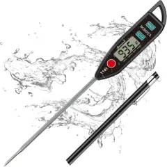 Waterproof IPX7 Thermometer for Water, Liquid, Candy Making and Cooking. Instant Read Food Thermometer (Blackk)