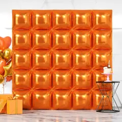 Orange Square Foil Balloons Wall Backdrop Double Sided(C01 - Orange)