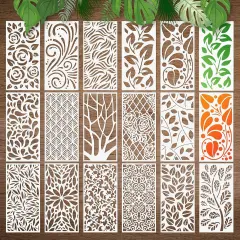 16 Pieces Leaf Painting Stencils Reusable Plant Stencil Spring Summer