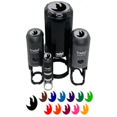 Wolf Howling with Moon Self-Inking Rubber Stamp for Stamping Crafting Planners Yellow