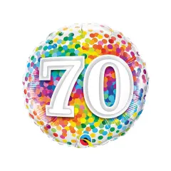 70 Rainbow Confetti 18" Foil Mylar Balloon
