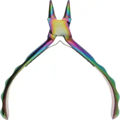 The Beadsmith Chroma Series Round Nose Plier, 5.5 inches (140mm), hardened stainless-steel head, rainbow titanium coating, contoured comfort grip handle and double-leaf spring, tool for jewelry making