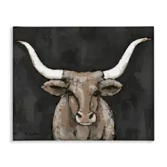 Stupell Industries Longhorn on Murky Grey Canvas Design by Sara Baker