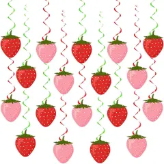 36 Pcs Summer Strawberry Decor Berry First Birthday Decor Hanging Swirl Banner for Strawberry Party Decorations Baby Shower Party Supplies