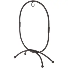 Bard's Oval Shaped Black Wrought Iron Ornament Stand, 11" H x 7.25" W x 7.25" D