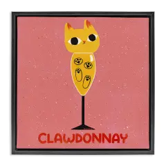 Stupell Industries Clawdonnay Feline Wine Floating Frame Design by Carrie Cantwell