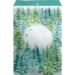 Pack/6: Snowy Trees Theme Mailing Envelope - 6 x 1/2 x 9-1/2"
