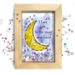 Buttons Galore and More Love You to The Moon Embellishment Bundle &ndash; Yellow Buttons, Moon Accents, Crystals, Gems & Sequins &ndash; DIY 8x10 Canvas Craft Kit