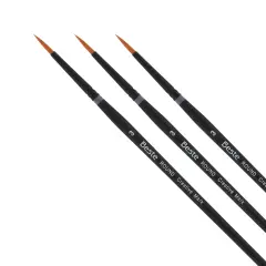 Creative Mark Beste Golden Taklon Round #3 Pack of 3 Artist Brushes, Professional Watercolor Brushes, For Acrylic Painting, Short Handle, Sharp Edges, Hand-Tied & Shaped