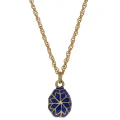 20-Inch Royal Blue Snowflake Egg: Enamel Pendant Necklace