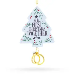 Our First Christmas Together Tree with Wedding Rings Resin Christmas Ornament
