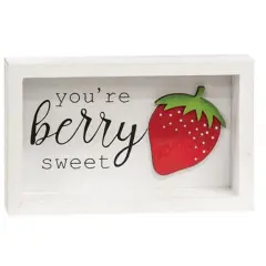 Wooden Berry Sweet Box Sign with Strawberry and Hanger