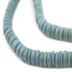 The Bead Chest Light Blue Disk Coconut Shell Beads (8mm)