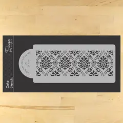 Royal Damask Cake Stencil Tier #4 | C707 by Designer Stencils | Cake Decorating Tools | Baking Stencils for Royal Icing, Airbrush, Dusting Powder | Reusable Plastic Food Grade Stencil for Cakes | Easy to Use & Clean Cake Stencil
