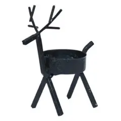 Black Metal Reindeer Tealight Holder, Festive Wire Design for Cozy Decor