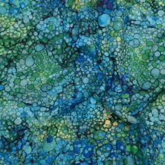 1 Yard Northcott Peacock Bubbles Cotton Fabric Vibrant Blue Green Quilting 43 Inches Width