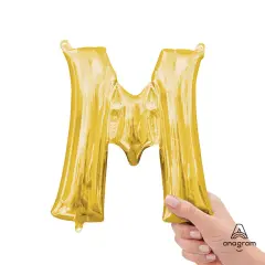 Anagram&reg; 16" Gold Letter M Balloon Air Fill Only Foil Mylar