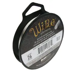 The Beadsmith Wire Elements 26-Gauge Lacquered Tarnish-Resistant Copper Wire for Jewelry Making, 102 Yard, 93.3 Meter, &frac14; Pound Spool (Silver Color)