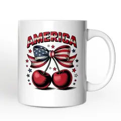America Coquette Cherries Mug,Patriotic 4th of July Gift