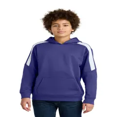 Sport-Tek&reg; Youth Fleece United Pullover Hoodie Purple/ White