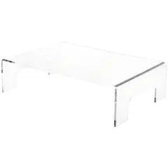 Plymor Clear Acrylic Display Riser with Tray Handles, 4" H x 15" W x 10" D (3/16" thick)