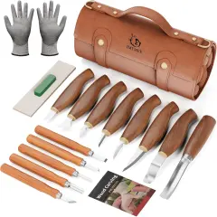 Deluxe Wood Carving Kit with Large Storage Case, Tools, and Knives
