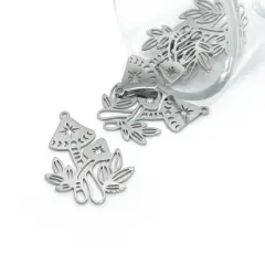 Stainless Steel Mushroom Pendant, 34x24mm