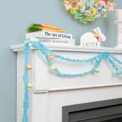 Northlight Tinsel Garland with Easter Eggs - 25' - Blue
